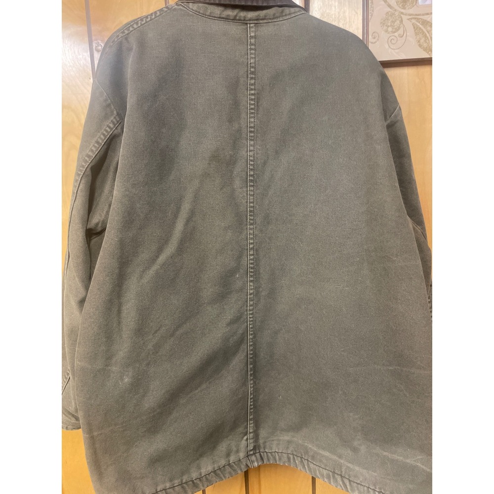 Dickies Men's Lined Canvas Chore Coat Green Brown Corduroy Collar Workwear 2XL - Picture 8 of 16